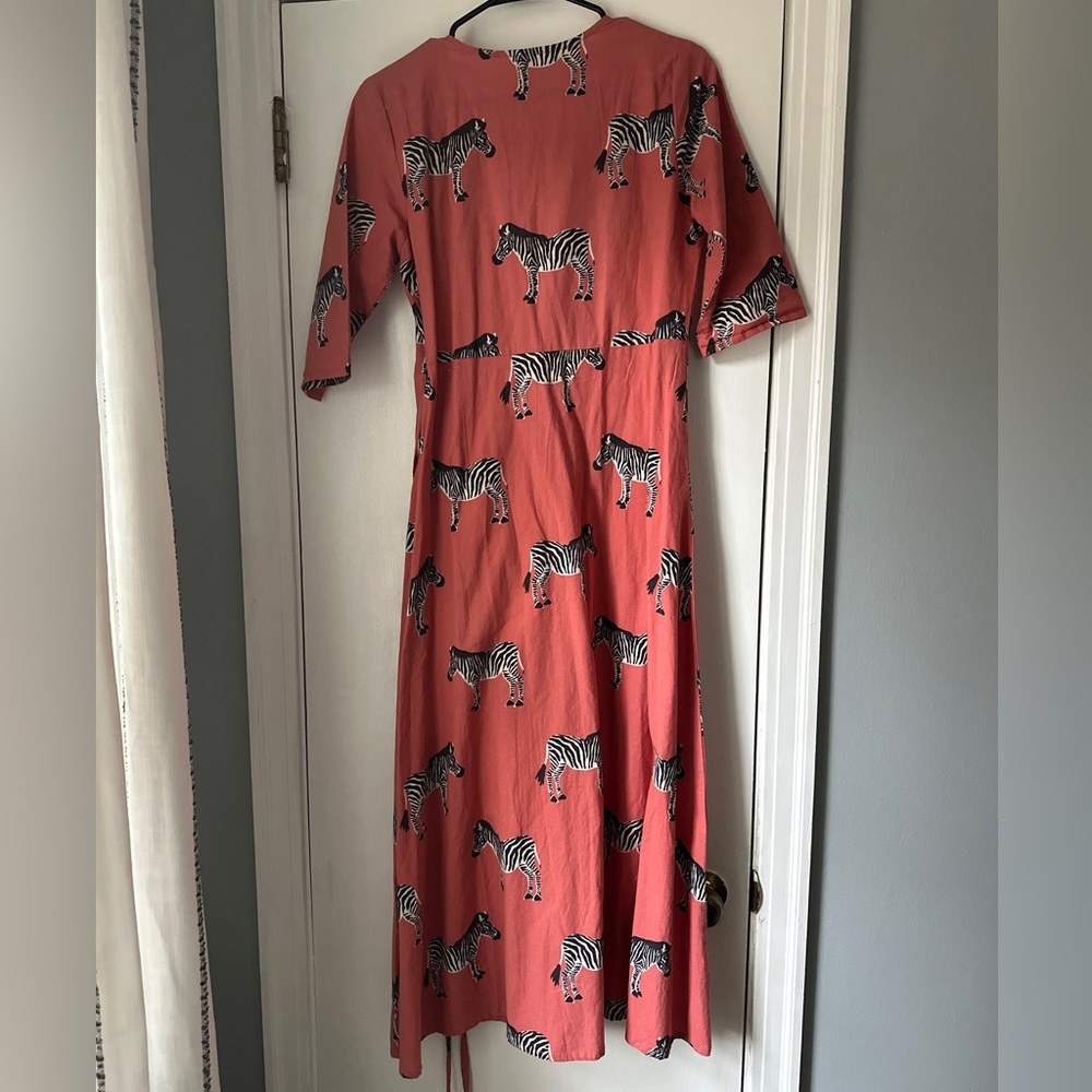 Fair Trade Aditi Zebra Print Wrap Dress - Picture 4 of 7